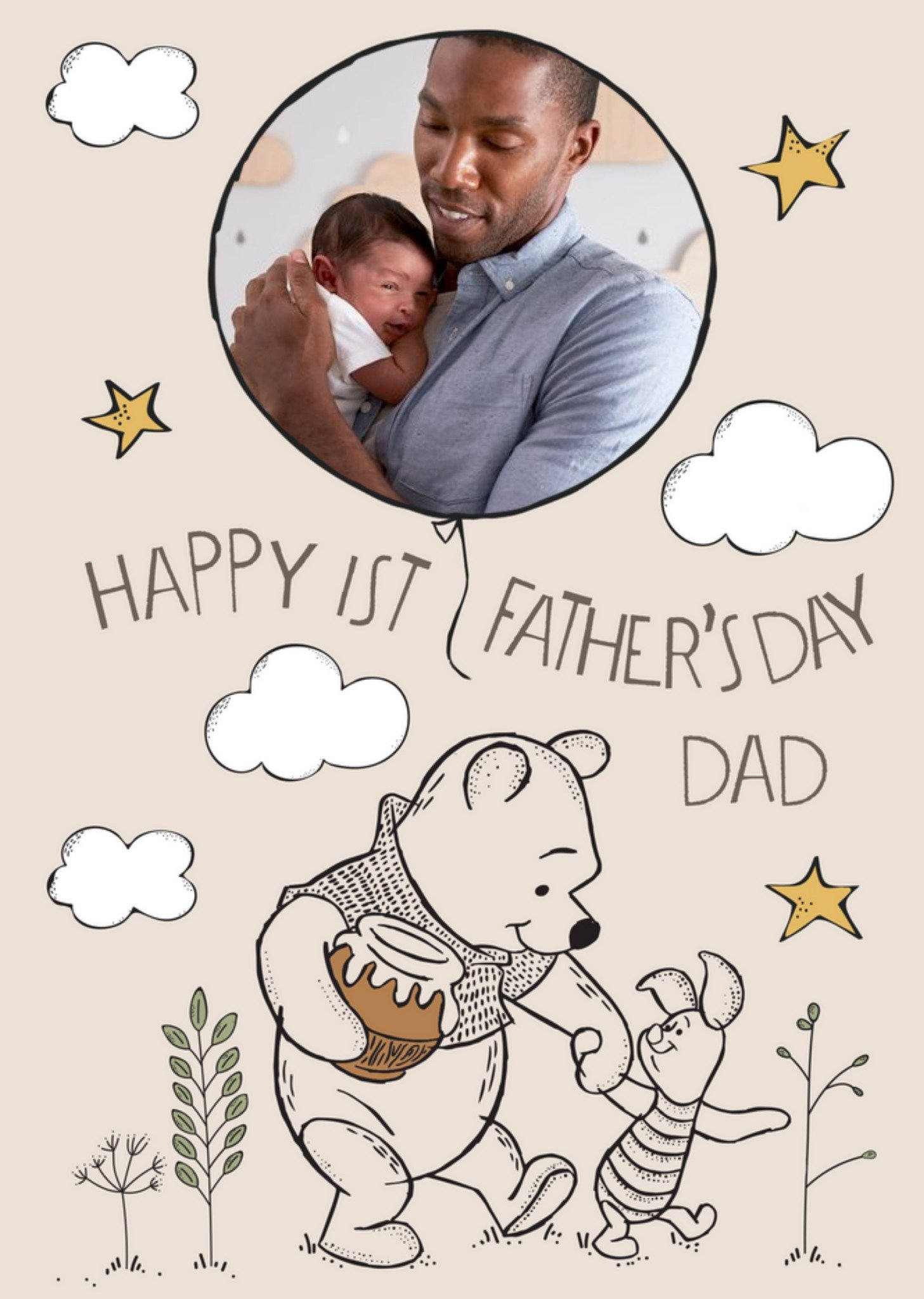 Disney Winnie The Pooh 1st Father's Day Photo Upload Card Ecard