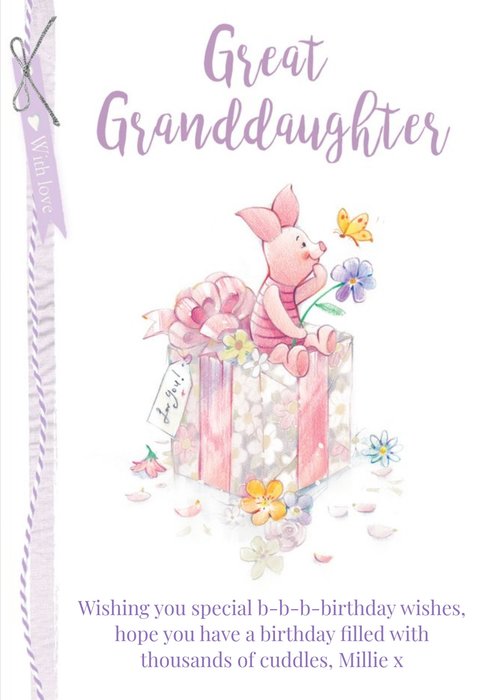 Disney Winnie the Pooh Great Granddaughter birthday Card