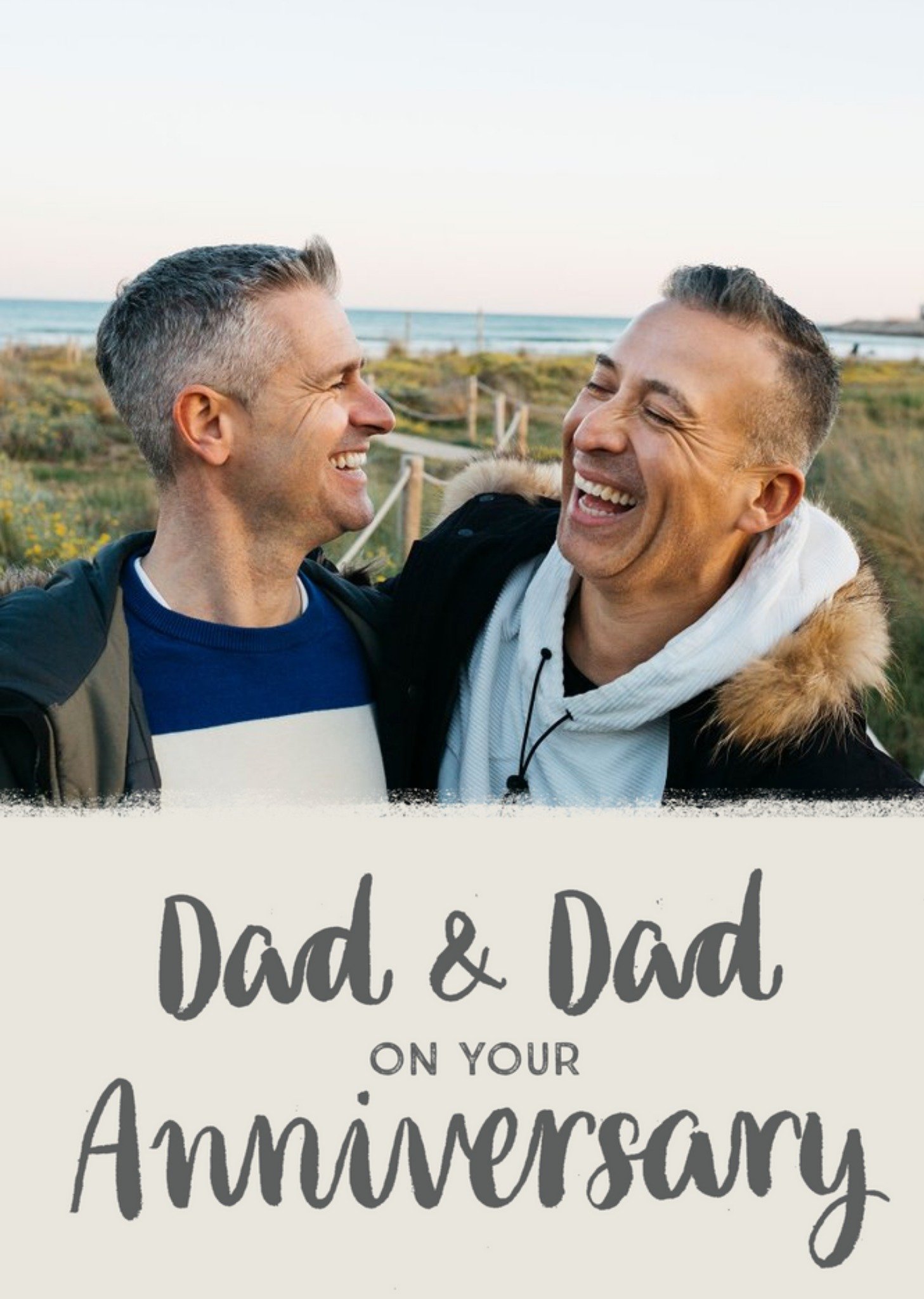 Dad And Dad LGBTQa+ Gay Modern Anniversary Photo Upload Card Ecard