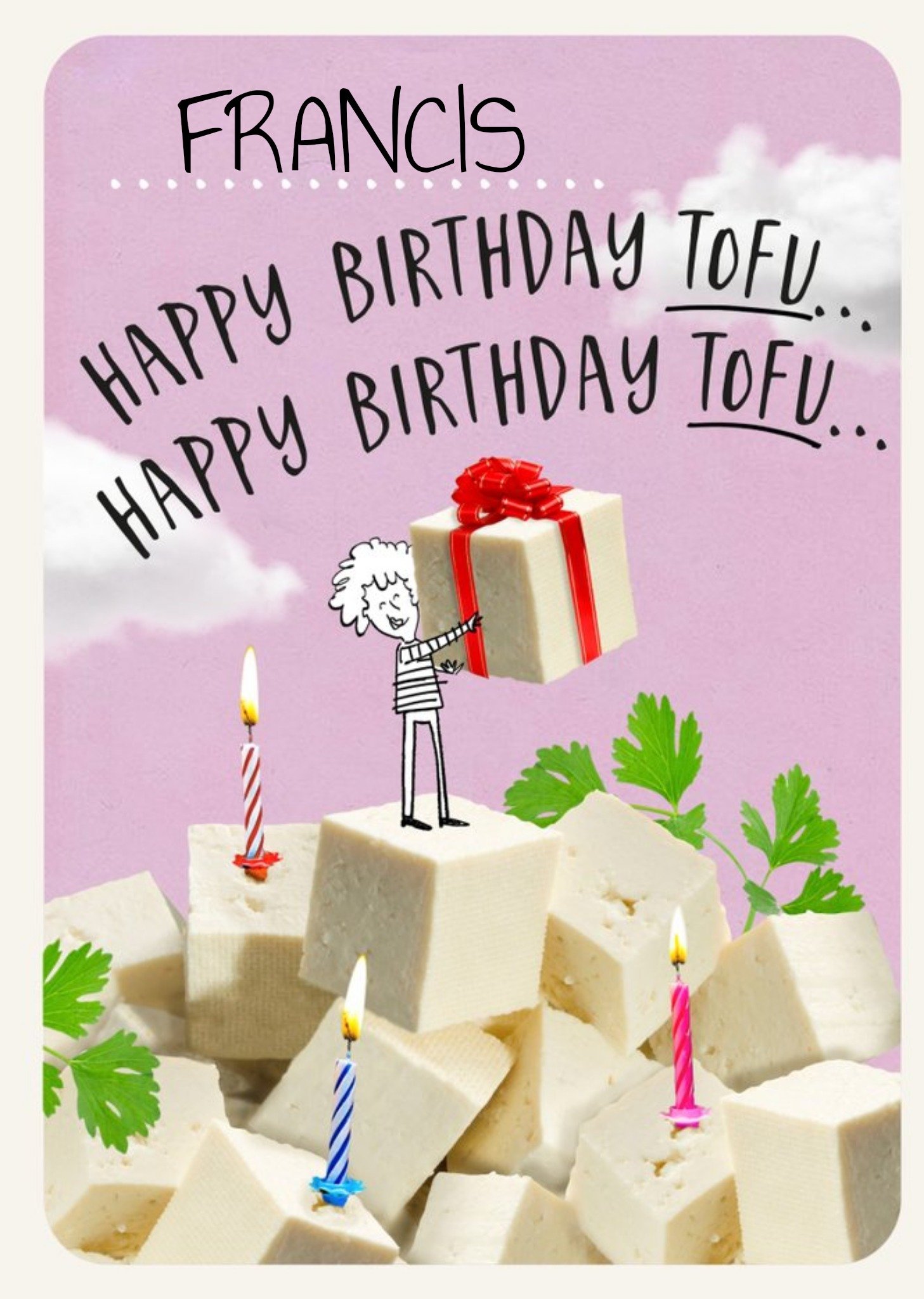 Moonpig Funny Happy Birthday Tofu Birthday Card, Large