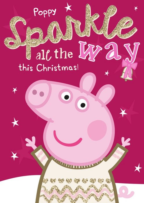 Peppa Pig Sparkling Personalised Christmas Card