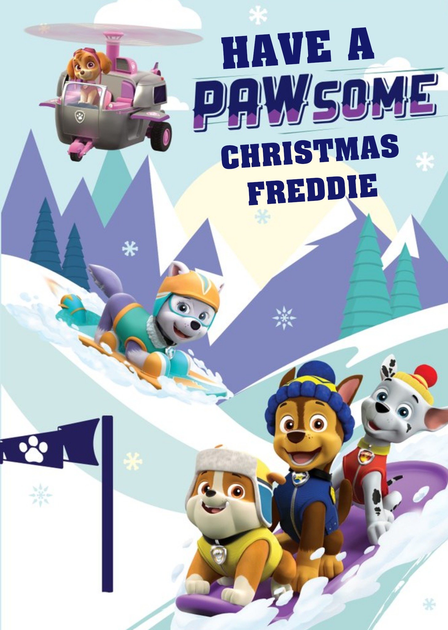 Paw Patrol On The Slopes Christmas Card Ecard