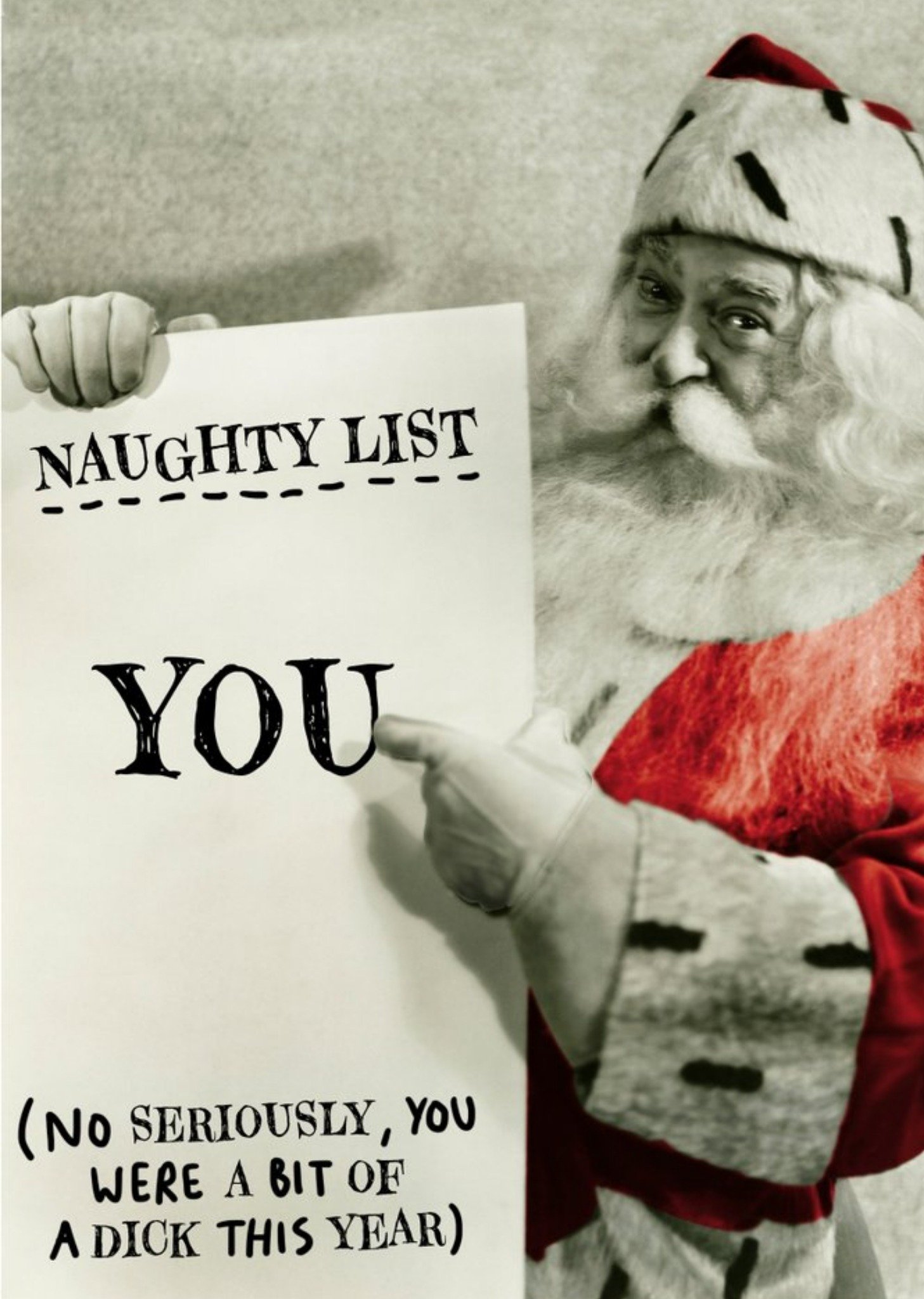 Moonpig Christmas Card - Naughty List - Santa Claus - Father Christmas, Large