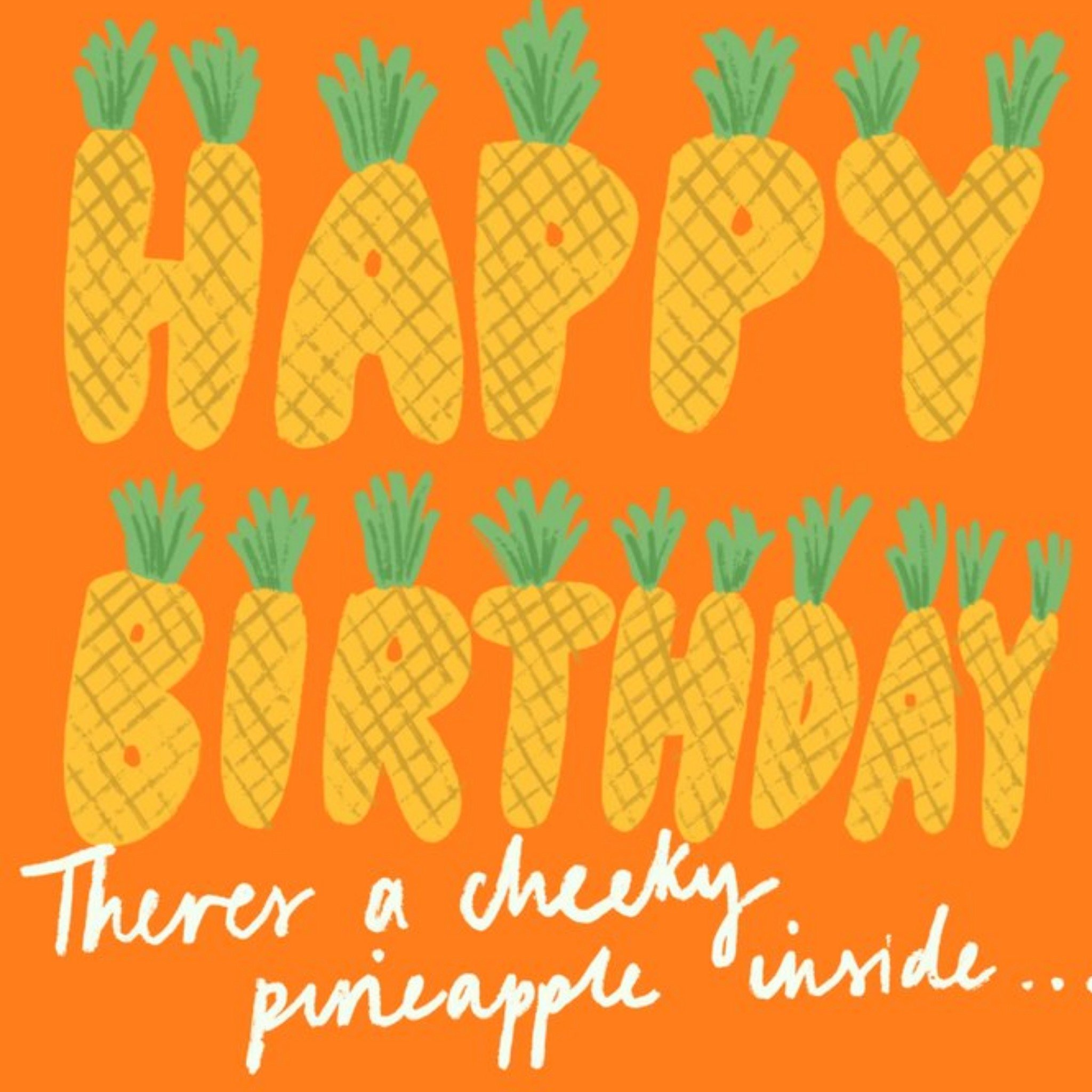 Moonpig Fun Pineapple Letters On An Orange Background Birthday Card, Square