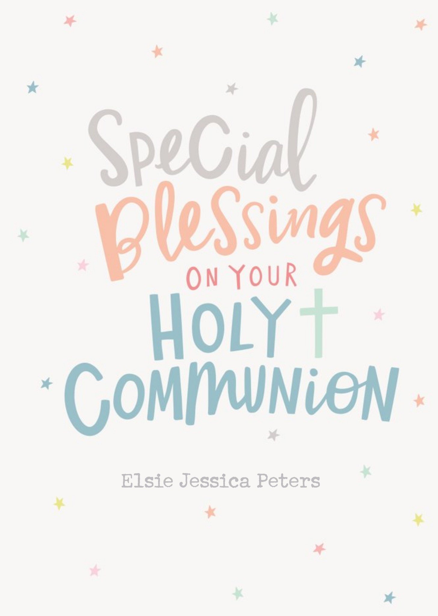 Cute Colourful Stars Communion Male Female Religion Arty Card 