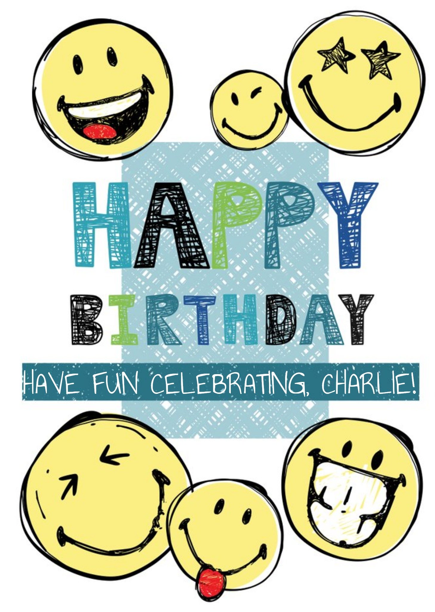 Moonpig Smiley World Happy Birthday Card, Large