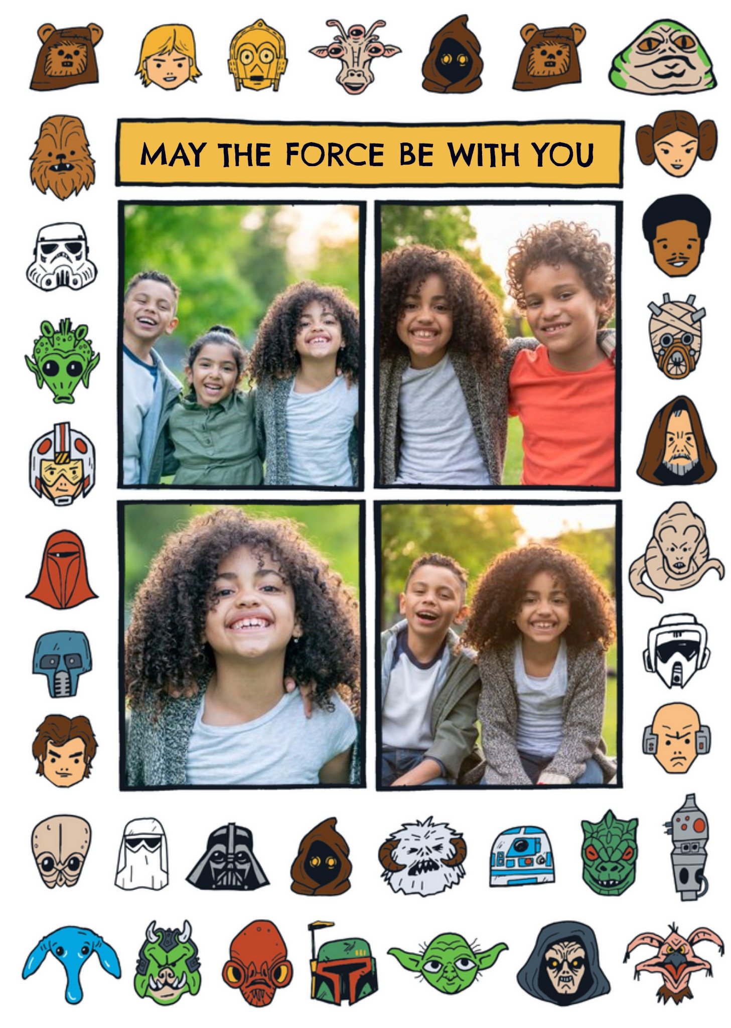 Star Wars Character Illustrations Photo Upload Birthday Card, Large