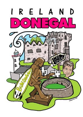 Collage Illustration Of Various Donegal Landmarks And Icons Card