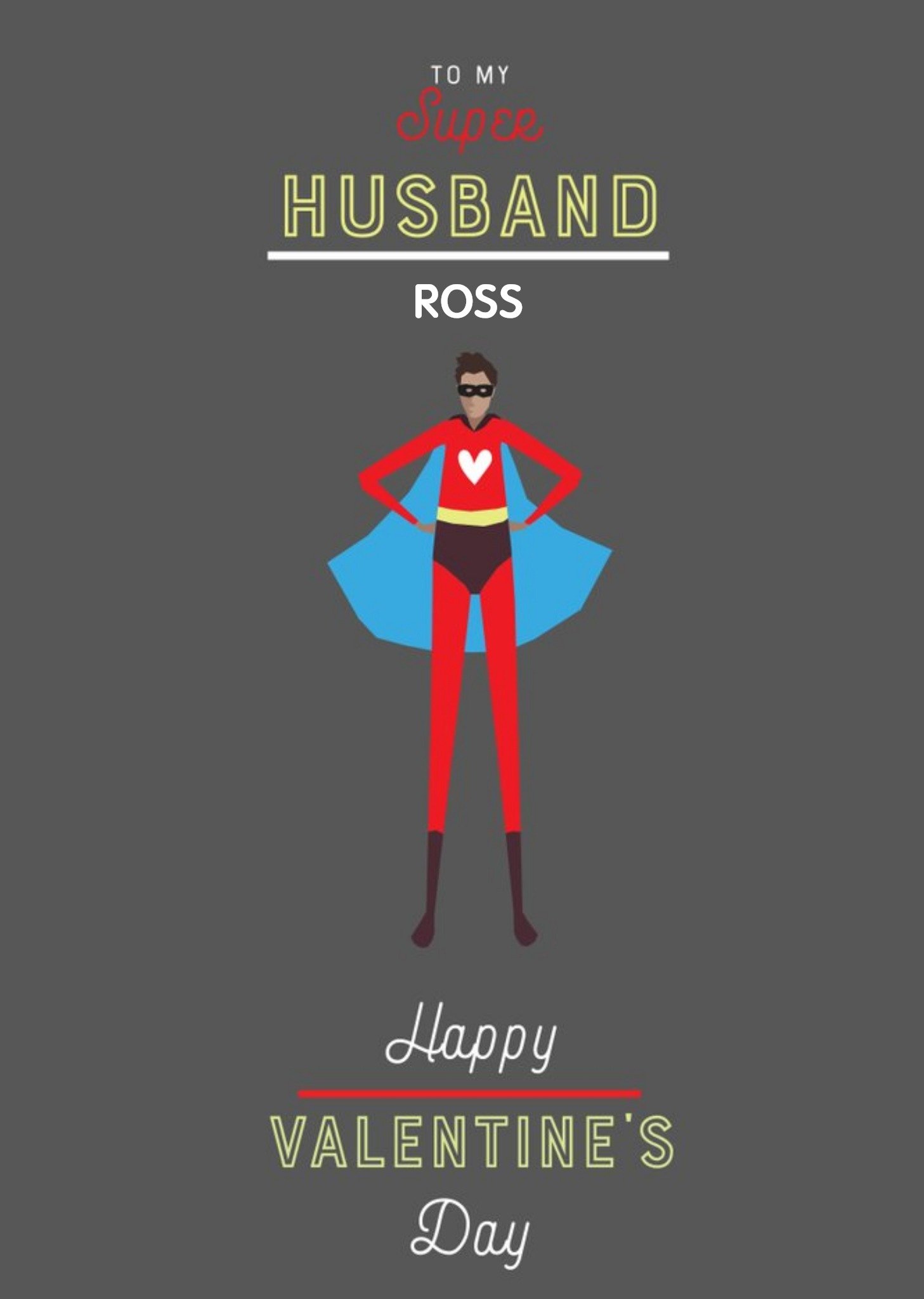 Moonpig Illustrated Superheroto My Super Husband Happy Valentine's Day Card, Large