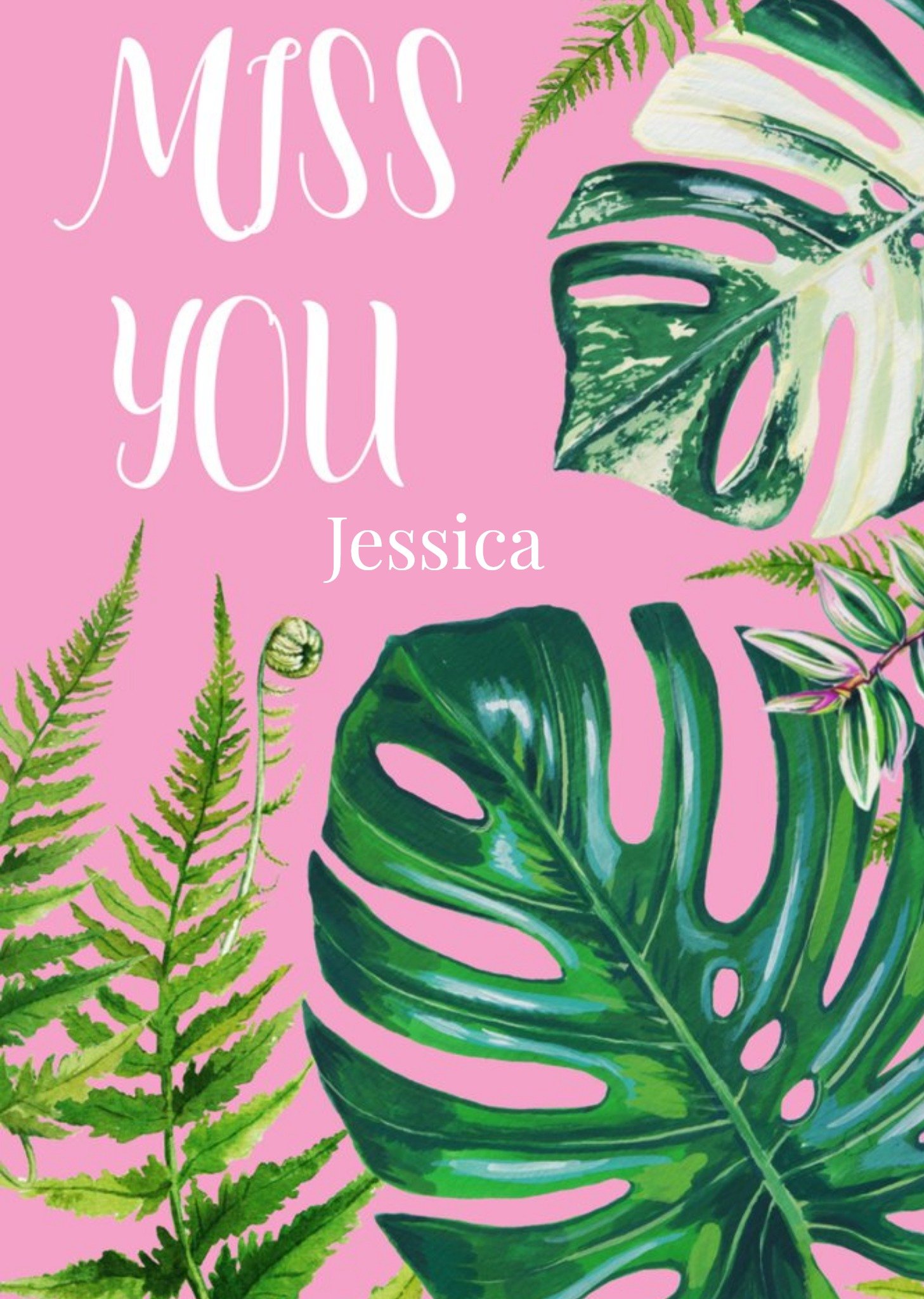 Cute Botanical Illustration Miss You Card Ecard