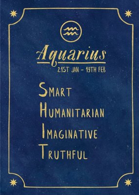 Funny rude horoscope birthday card - Aquarius