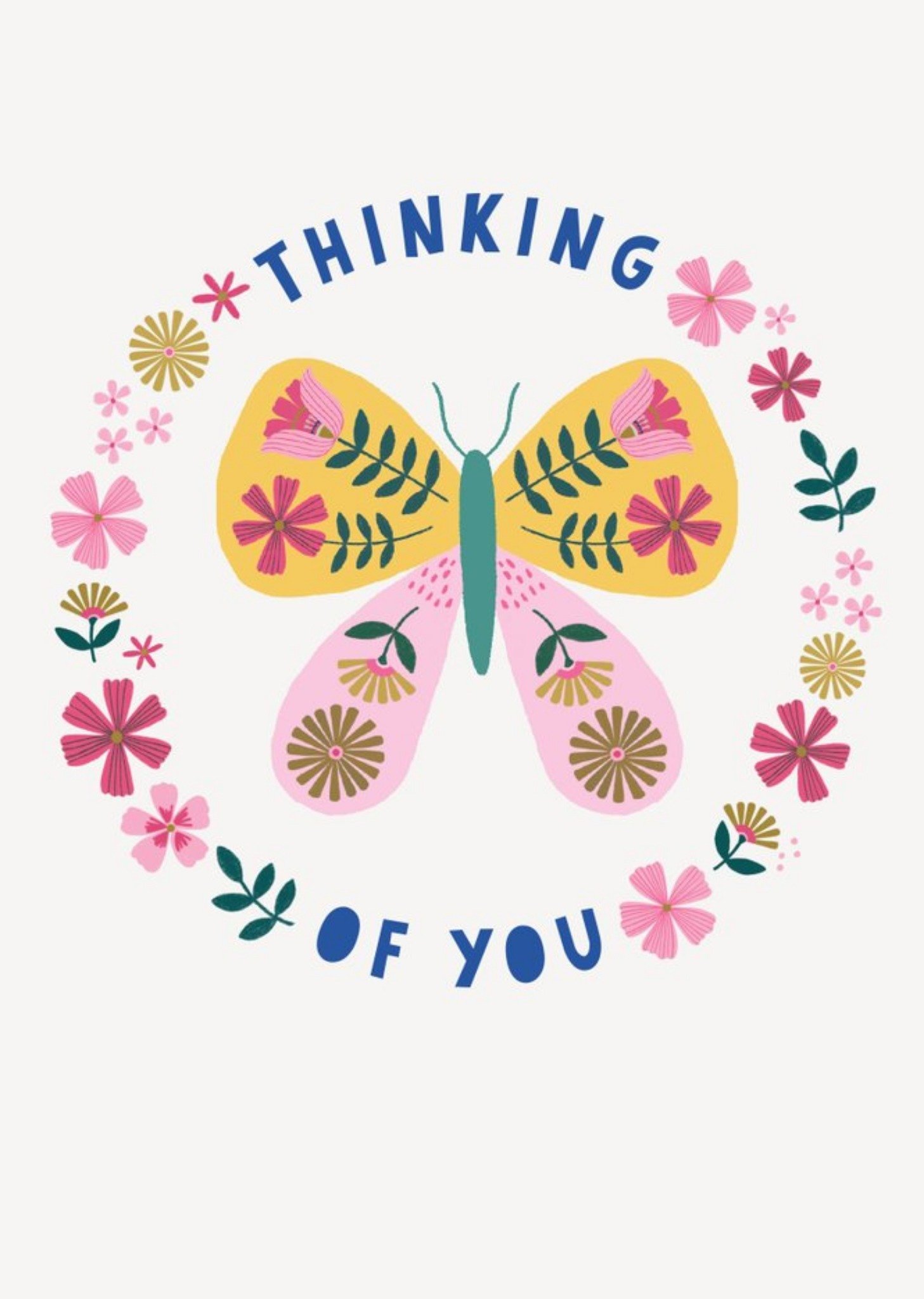 Moonpig Thinking Of You Floral Butterfly Card, Large