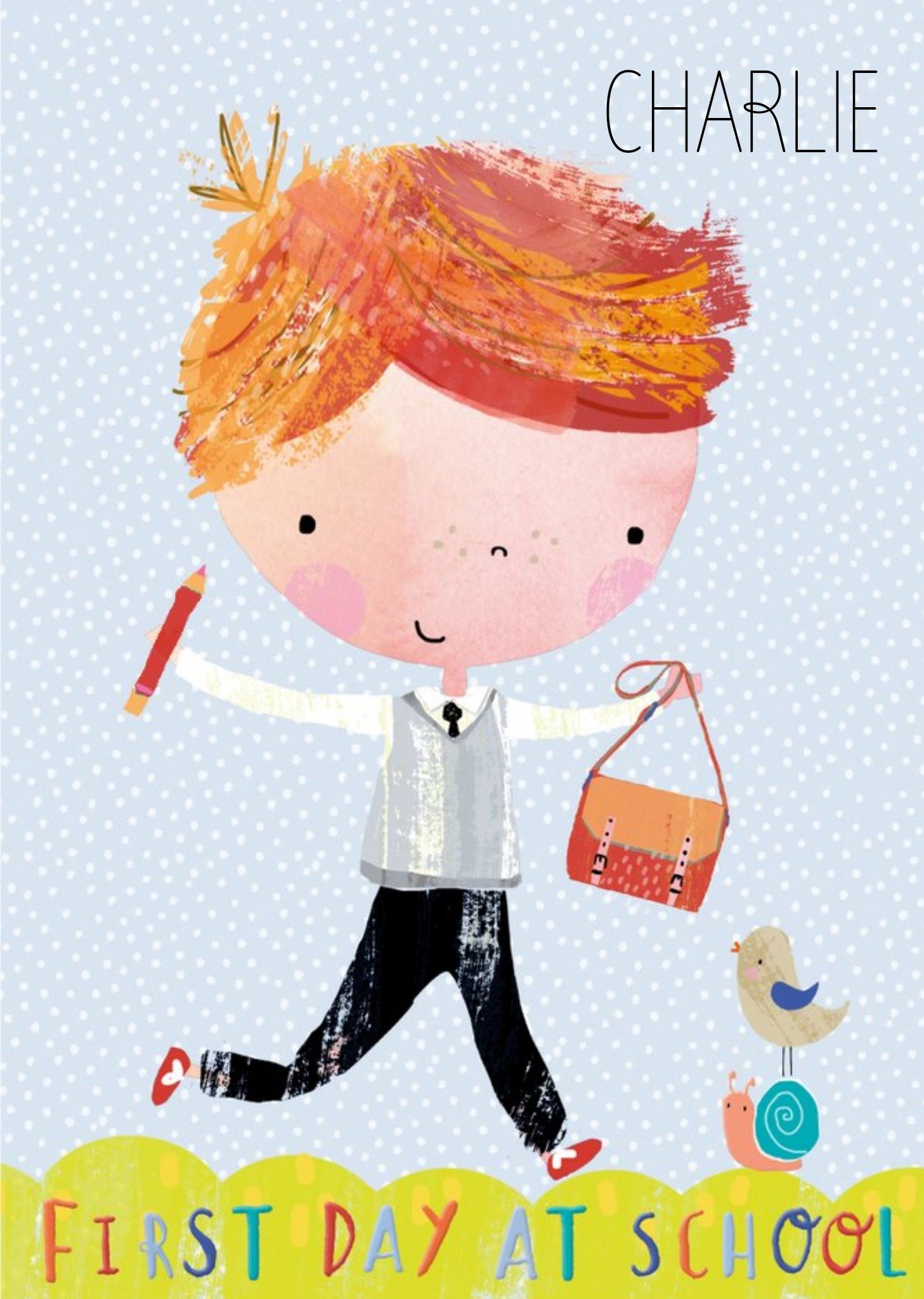 Hotchpotch Illustrated First Day At School Cute Son For Him Card Ecard