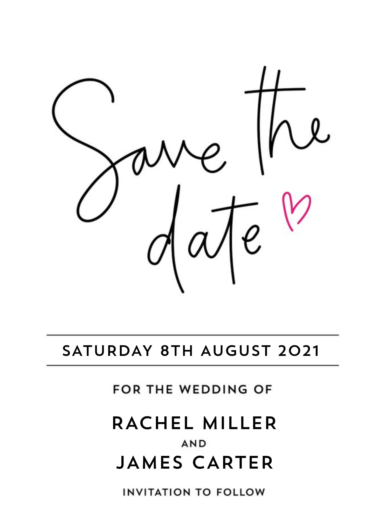 Moonpig Typographic Wedding Save The Date Card, Standard