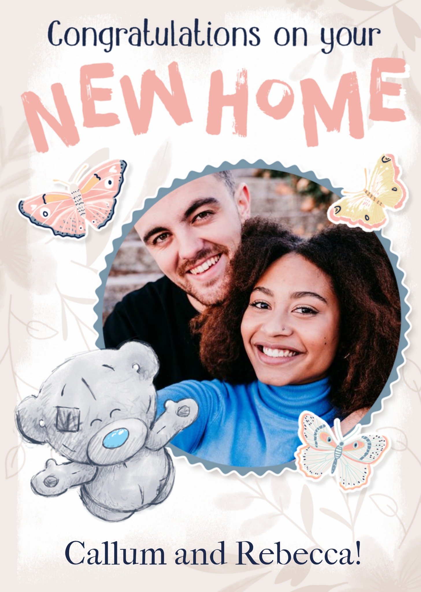 Me To You Tatty Teddy Butterfly Themed New Home Photo Upload Card