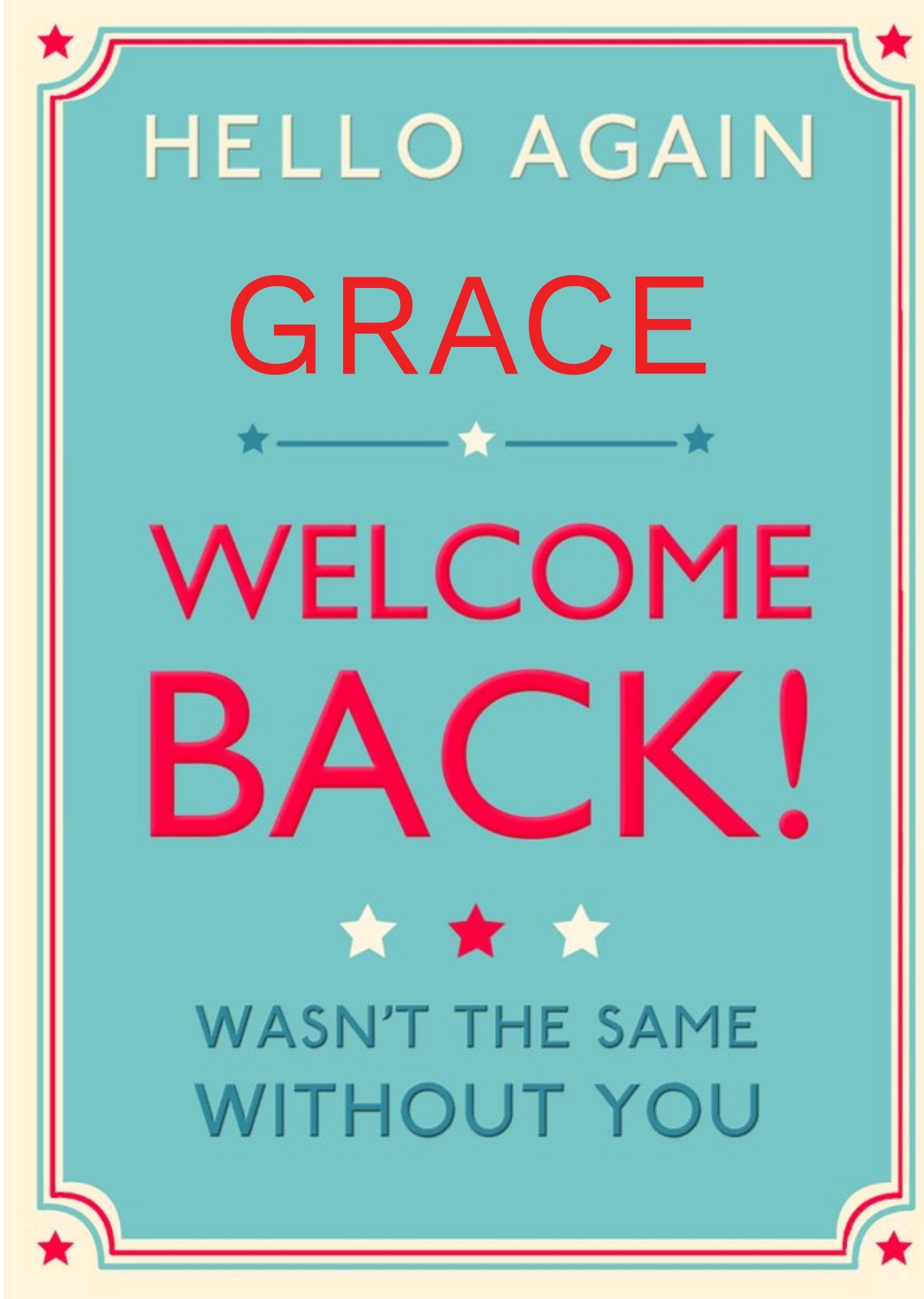 Hotchpotch Sweet Welcome Back Card Ecard