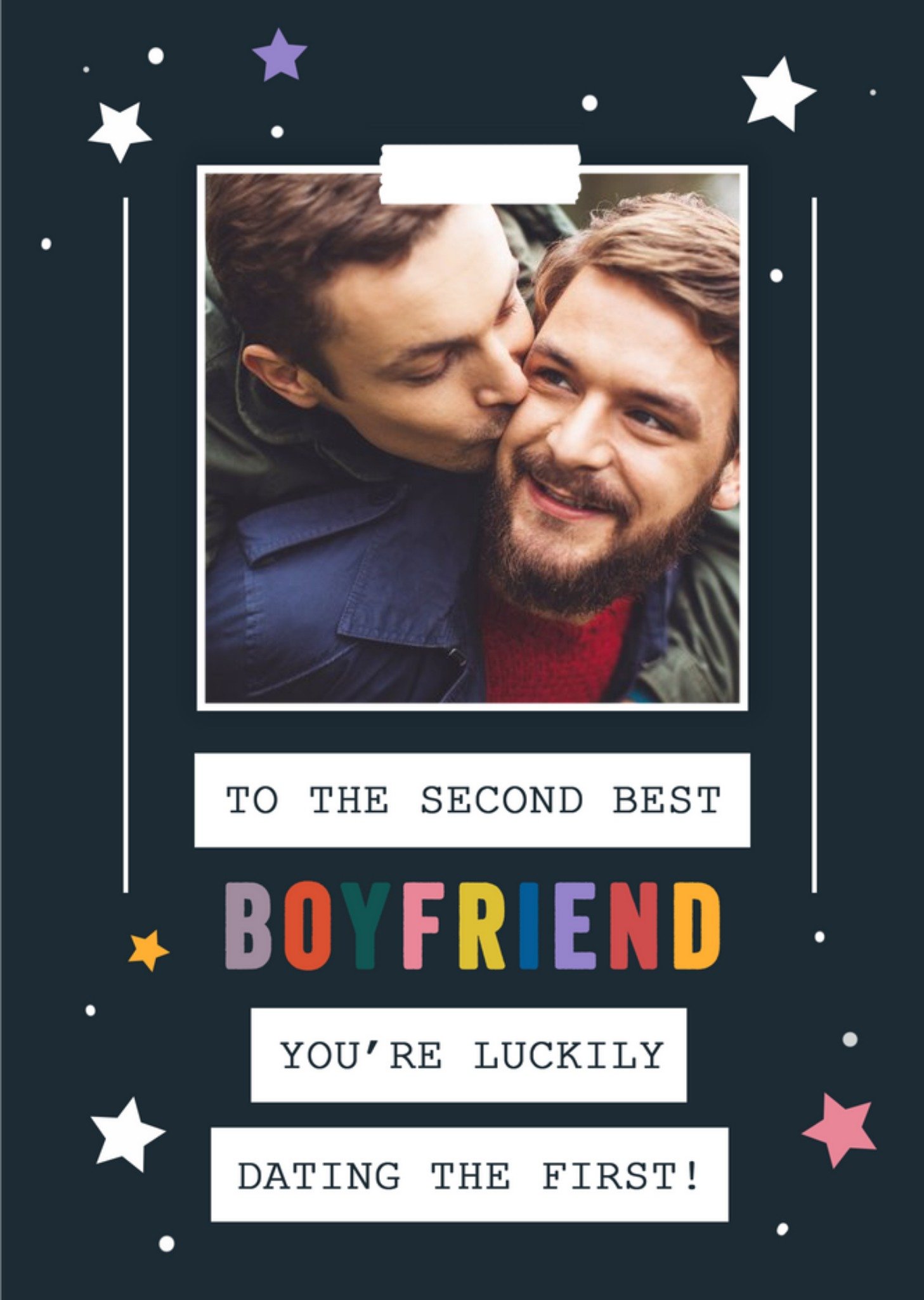 Moonpig You Are Golden Boyfriend LGBTQ Valentines Photo Upload Card, Large