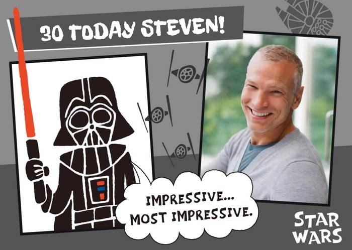 Star Wars 30th Birthday Card - Cartoon Darth Vader Greeting Card