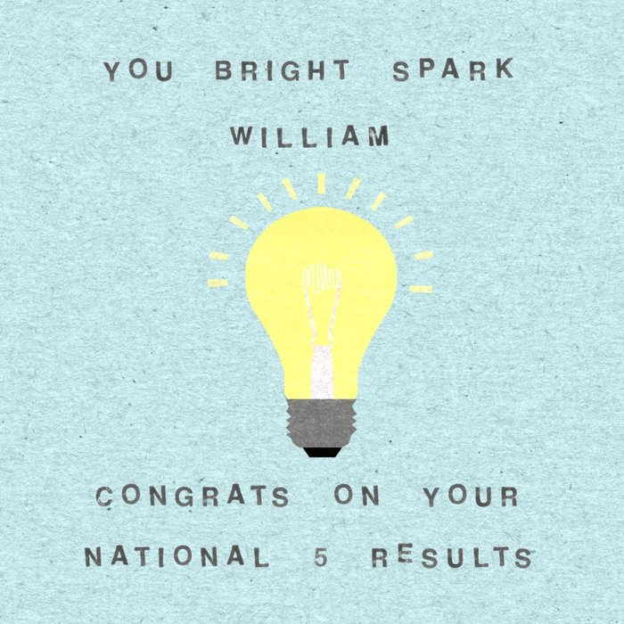 Bright Spark Personalised National 5 Exam Results Congratulations Card