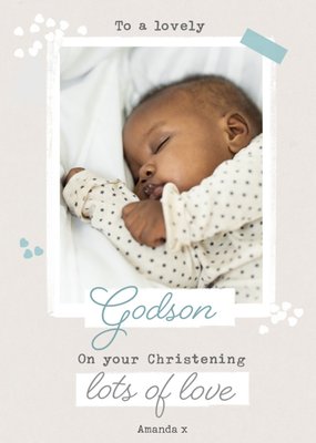 Godson On Your Christening Photo Upload Card