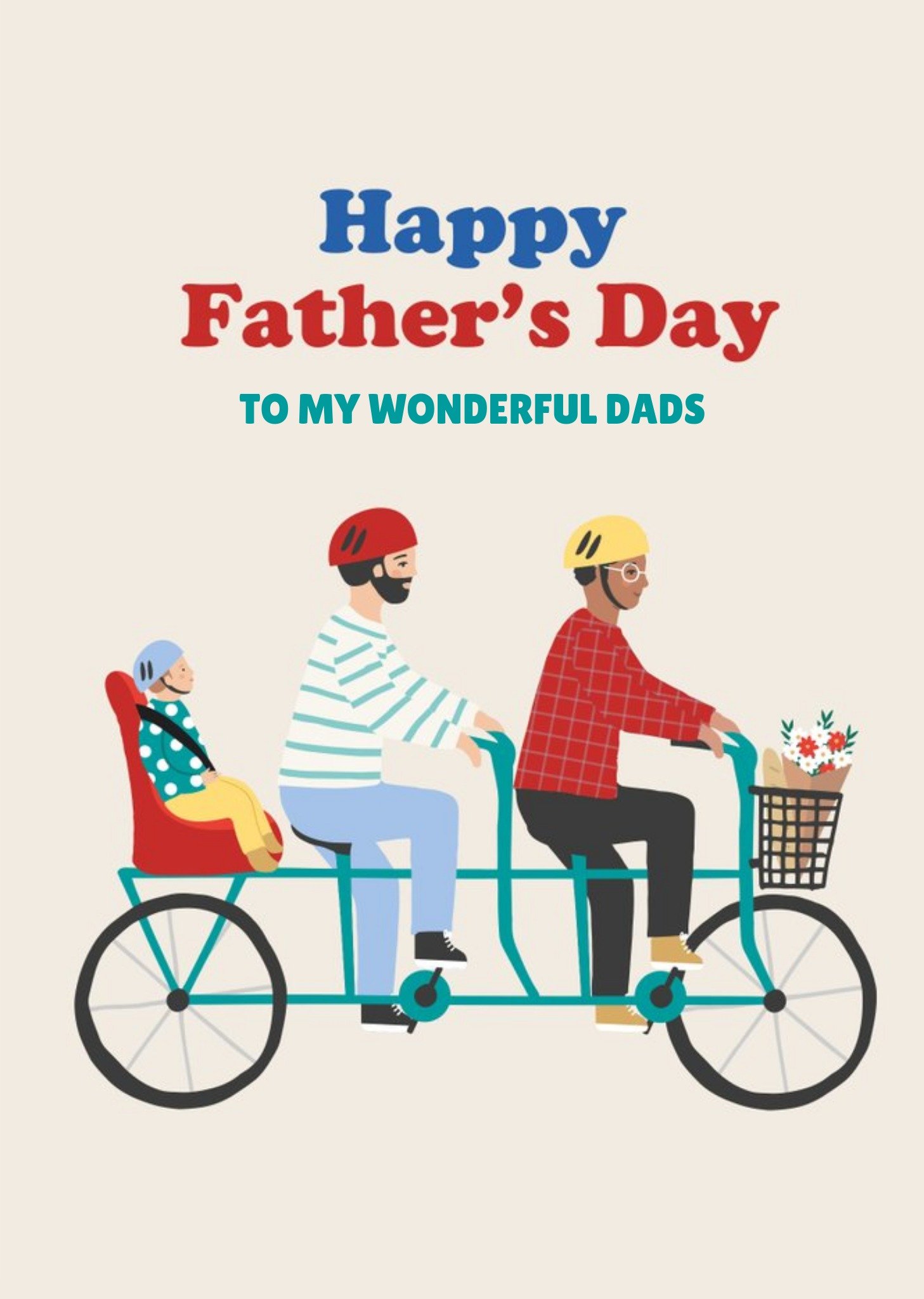 Illustrated Tandem Bicycle To My Wonderful Dads Father's Day Card Ecard