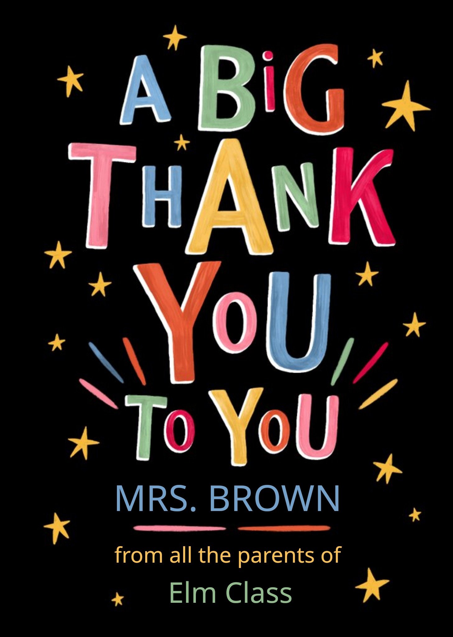 Big Thank You Teacher Card Ecard