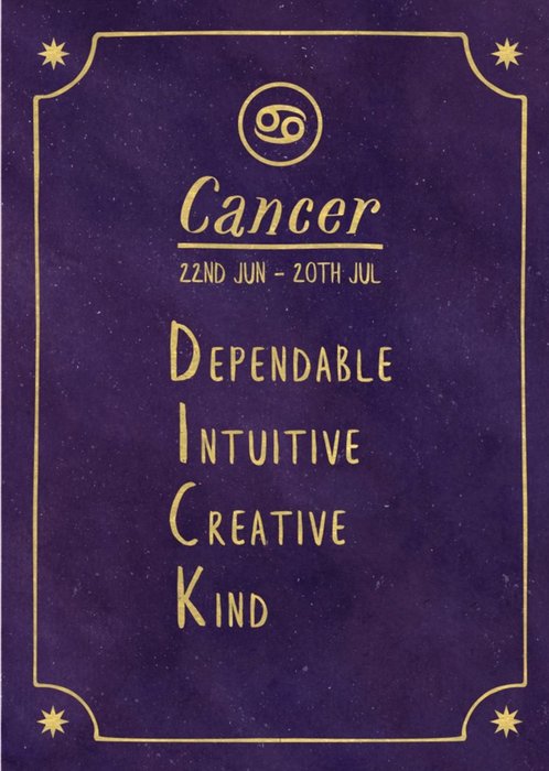 Funny rude horoscope birthday card - Cancer