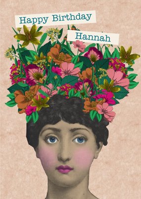Birthday Card - Happy Birthday - Cut Out - Collage - Floral