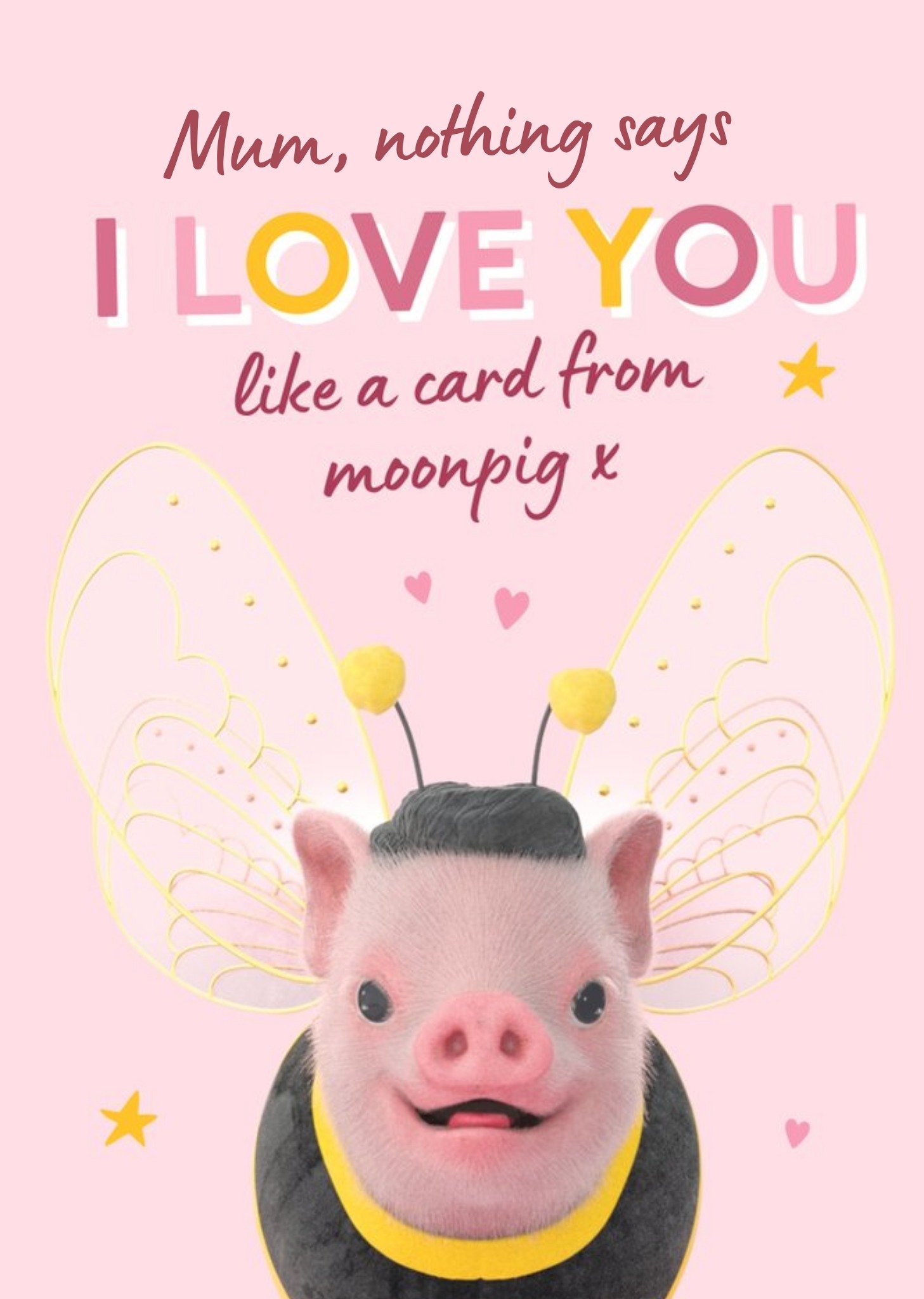 Moonpigs Cute Bumble Bee Pig Mother's Day Card Ecard