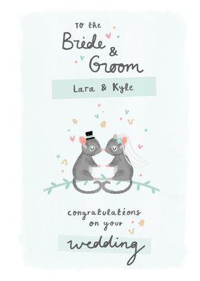 Millicent Venton Customisable Illustrated Possum Typographic Wedding Congratulations Card