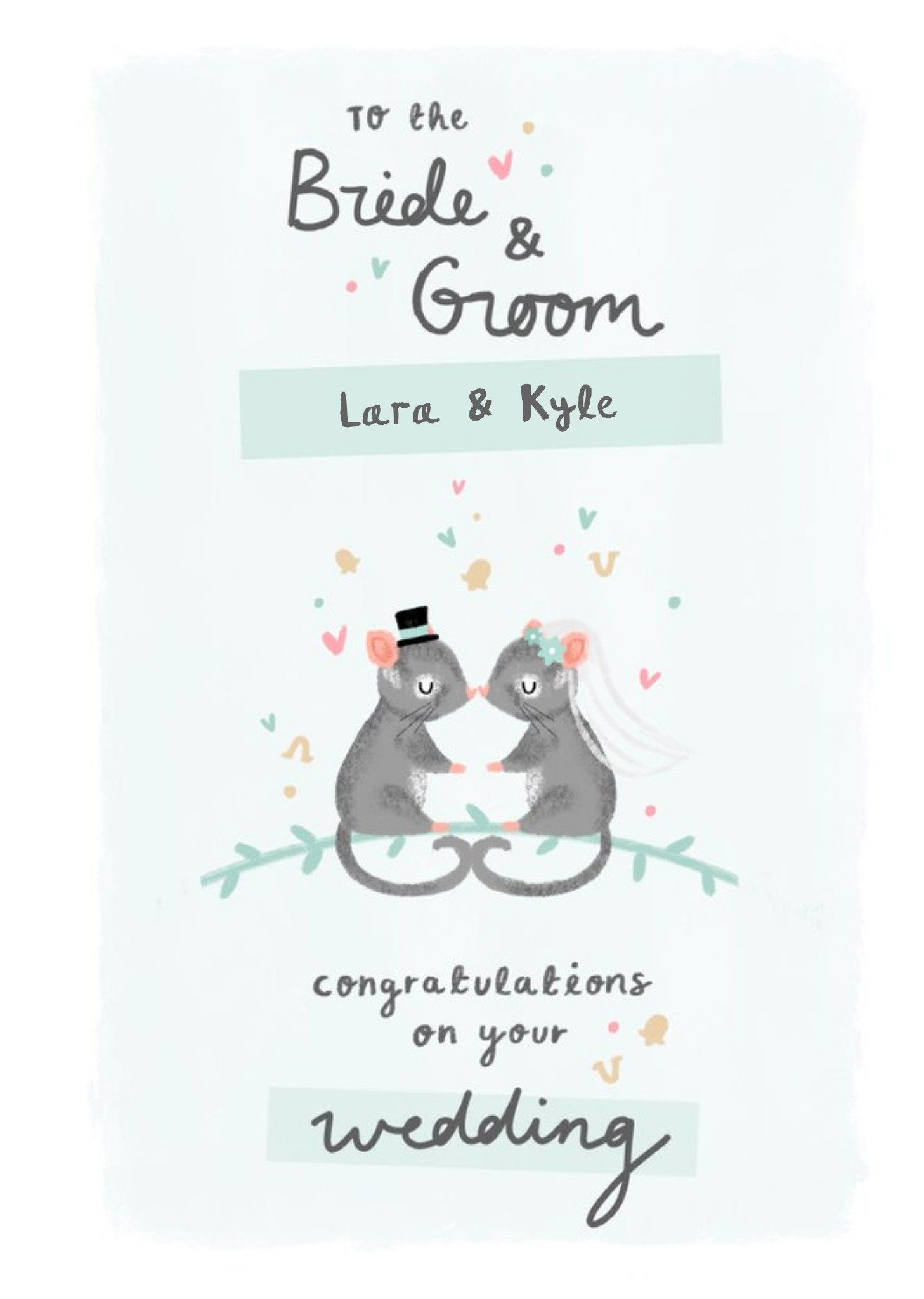 Moonpig Millicent Venton Customisable Illustrated Possum Typographic Wedding Congratulations Card Ec