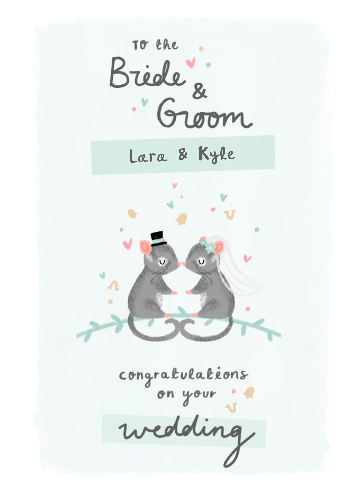 Millicent Venton Customisable Illustrated Possum Typographic Wedding Congratulations Card Ecard