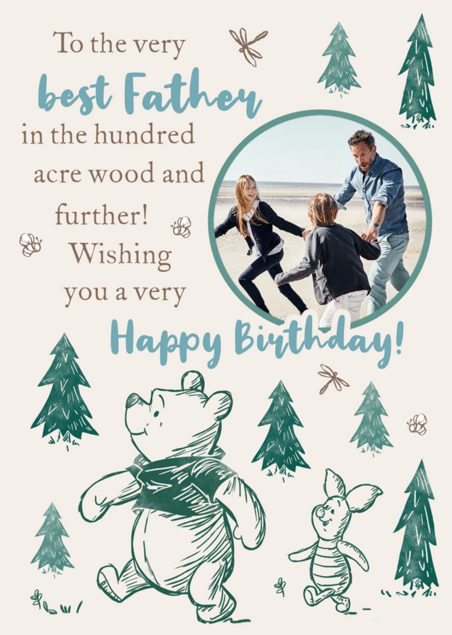 Disney Winnie The Pooh The Very Best Father Photo Upload Birthday Card, Large