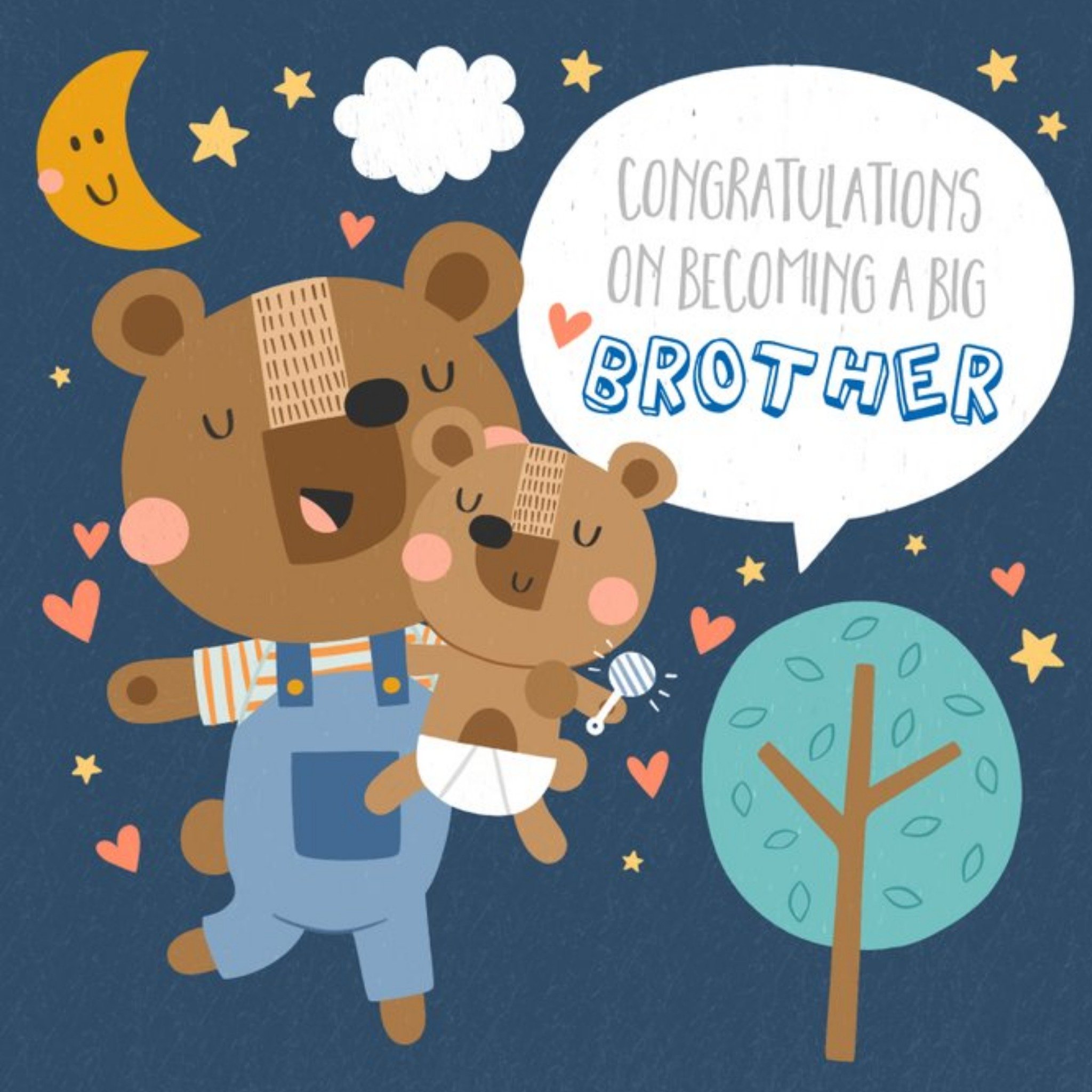 Moonpig Cute Bear Congratulations On Becoming A Big Brother Card, Square