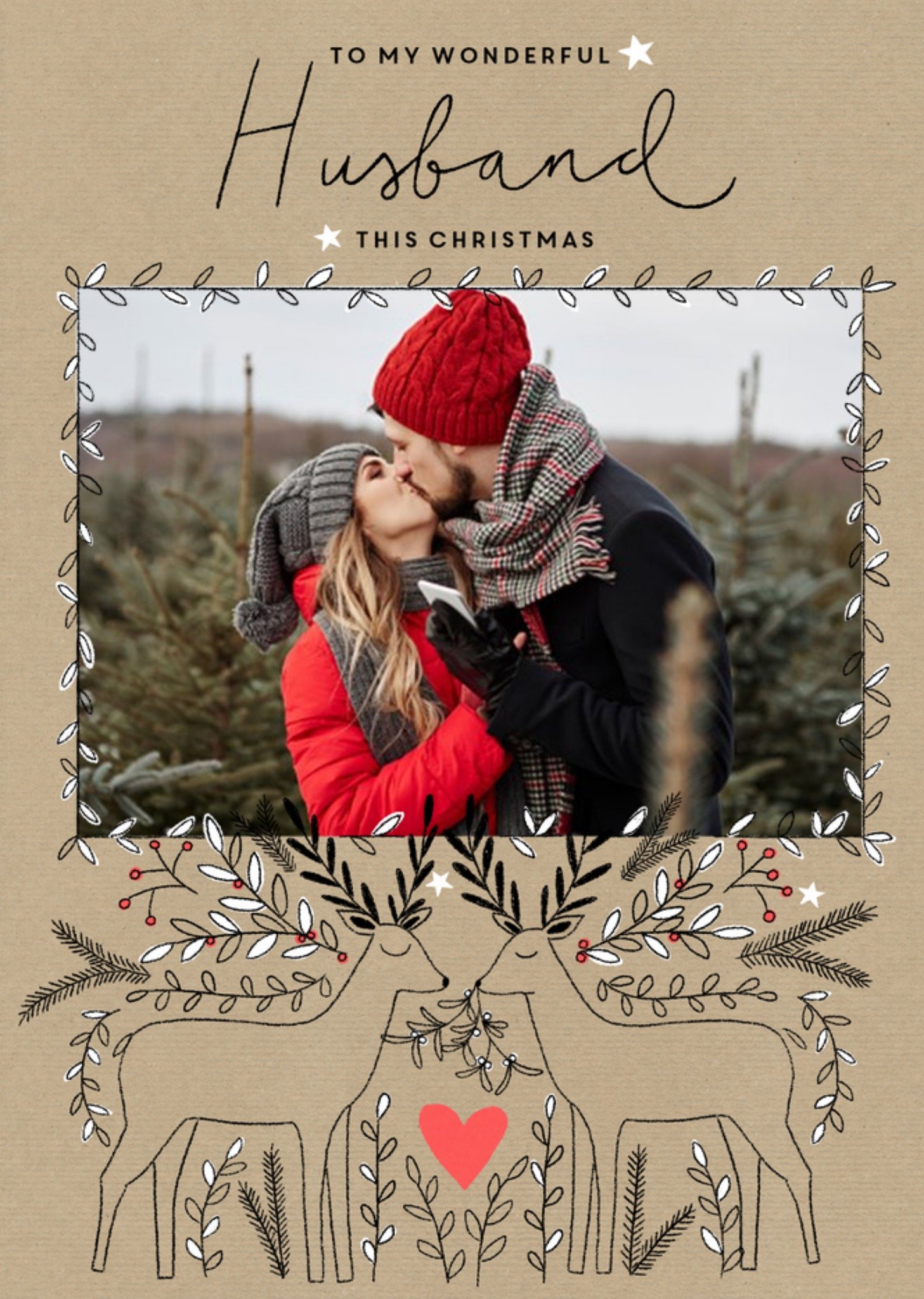 Moonpig Christmas Card - Photo Upload - Husband - Wonderful Husband, Large