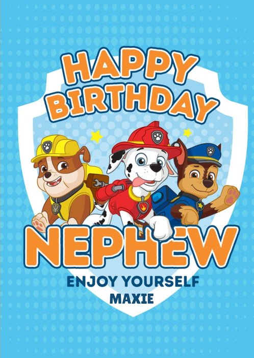 Paw Patrol Birthday Card for Nephew