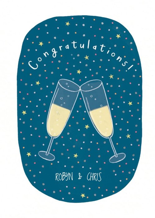 Champagne Glass Illustration Personalised Congrats Card