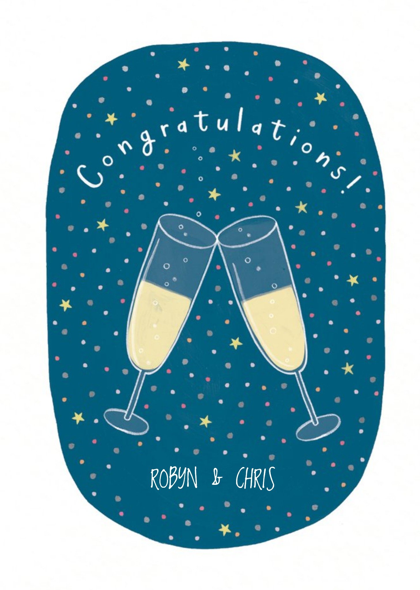 Moonpig Champagne Glass Illustration Personalised Congrats Card, Large