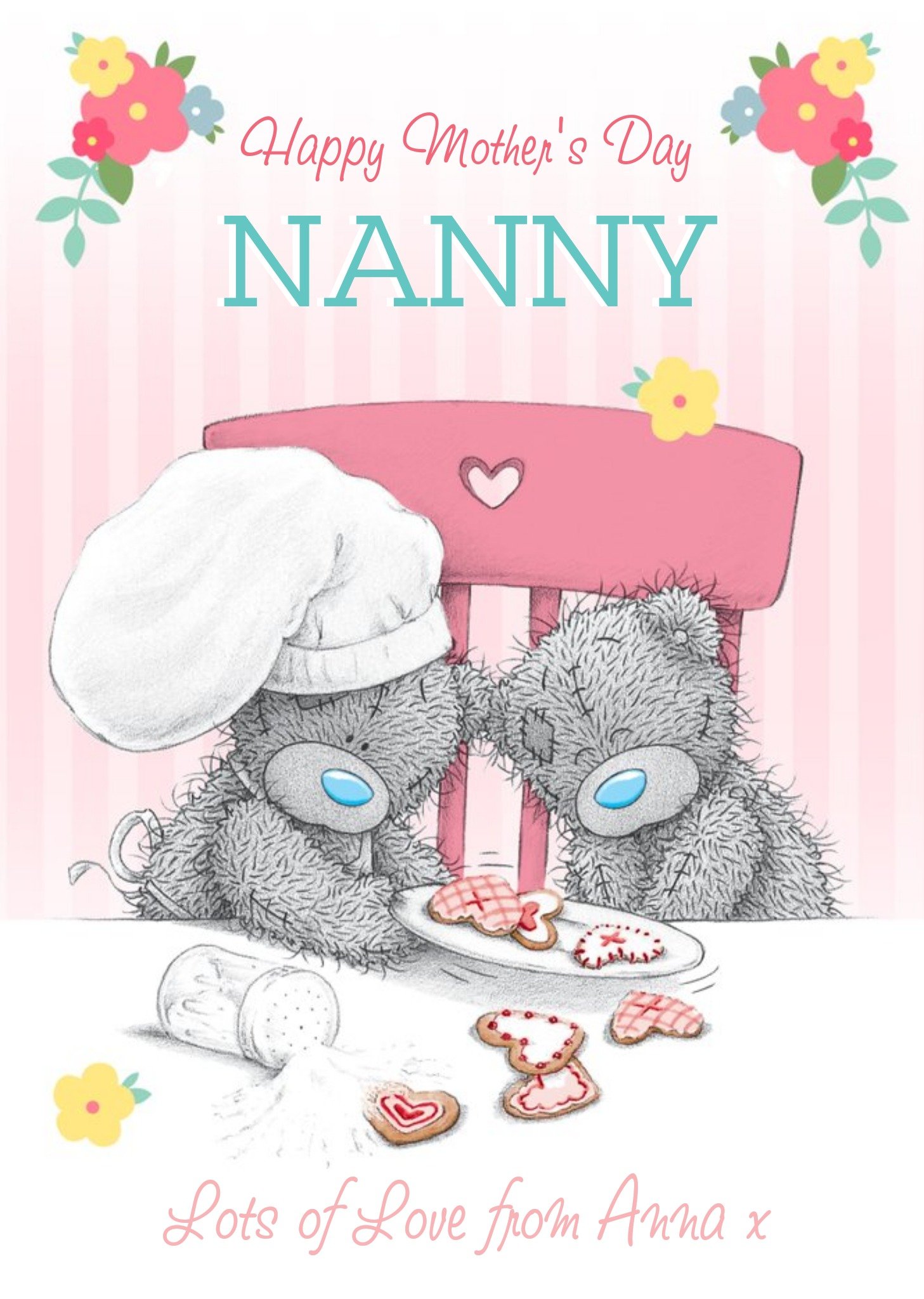 Me To You Tatty Teddy Chef And Friend Personalised Happy Mother's Day Card For Nanny, Large