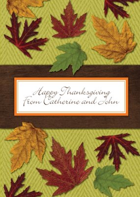 Fallen Leaves Personalised Happy Thanksgiving Card