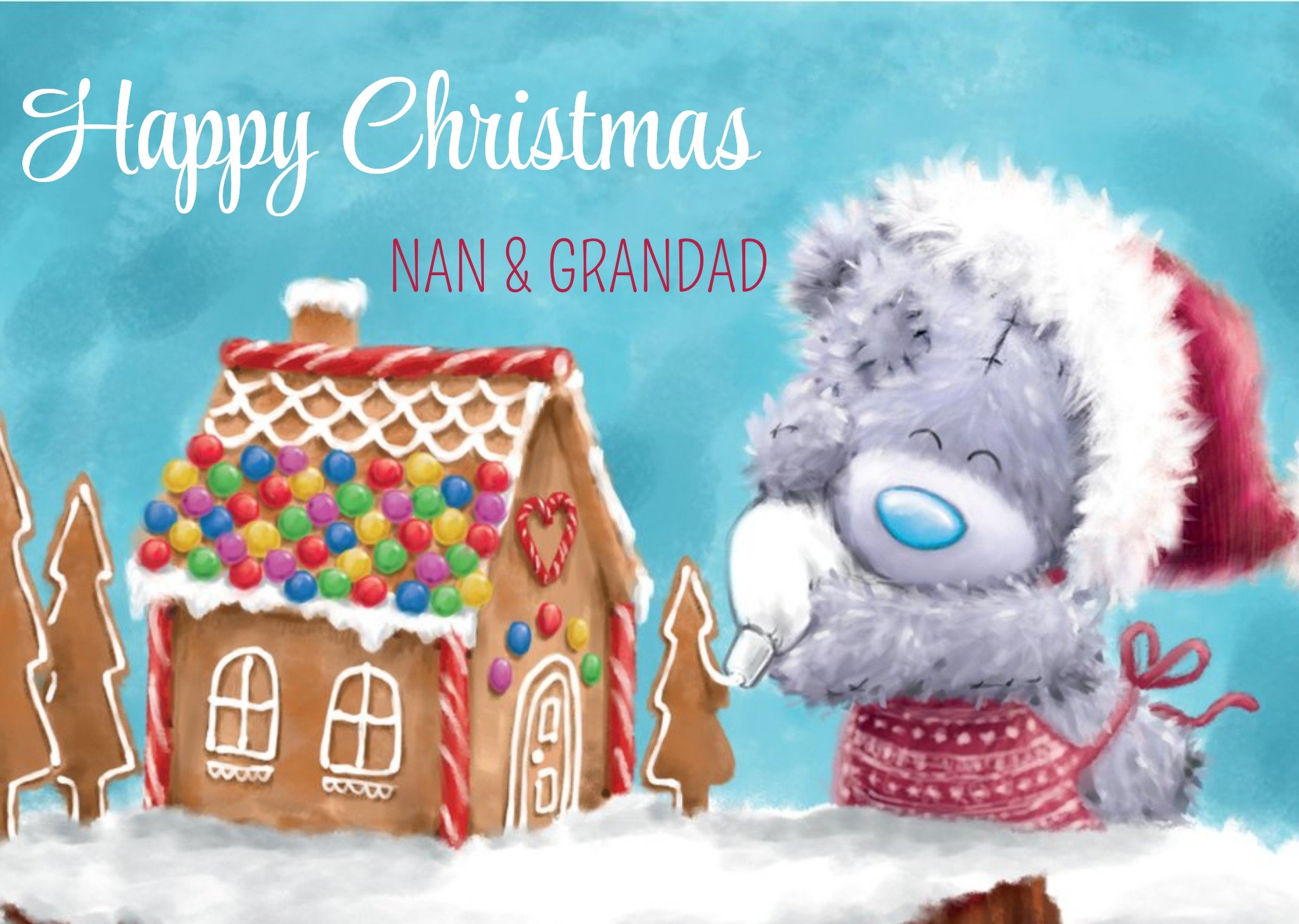 Me To You Tatty Teddy Gingerbread House Christmas Card For Nan And Grandad Ecard