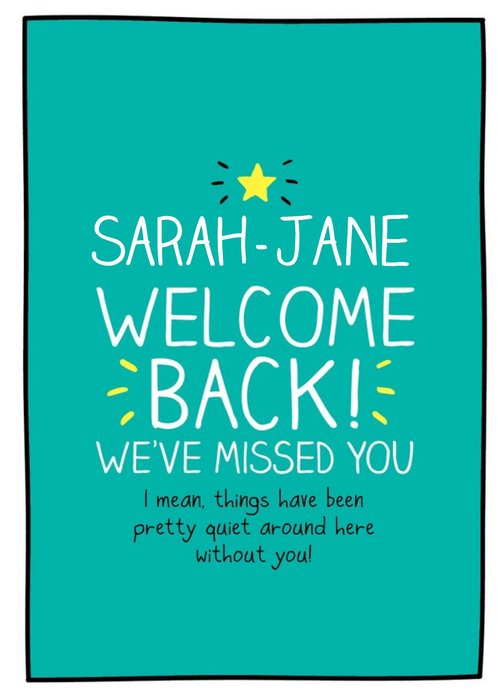 Happy Jackson Typographic Welcome Back Card