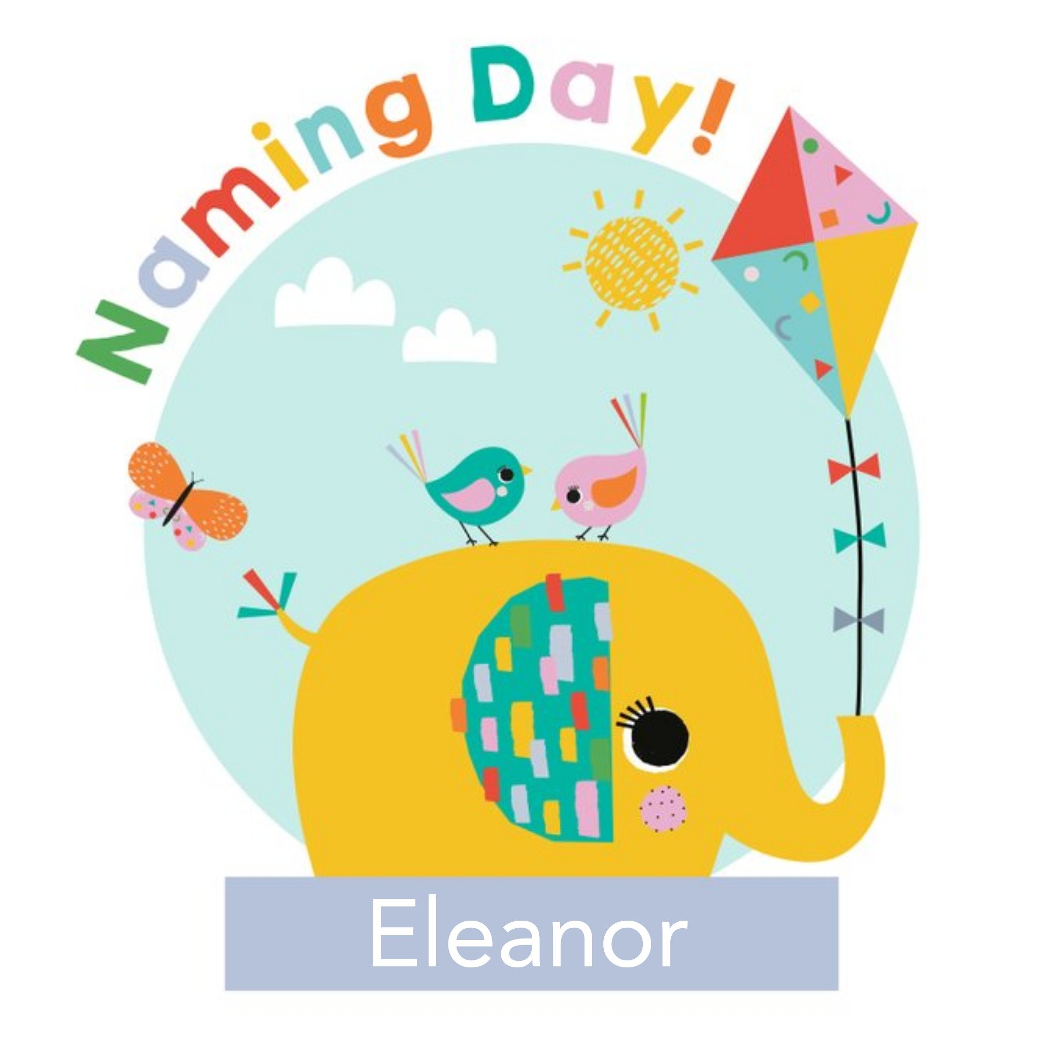 Moonpig Cute Illustrated Elephant Naming Day Card, Large