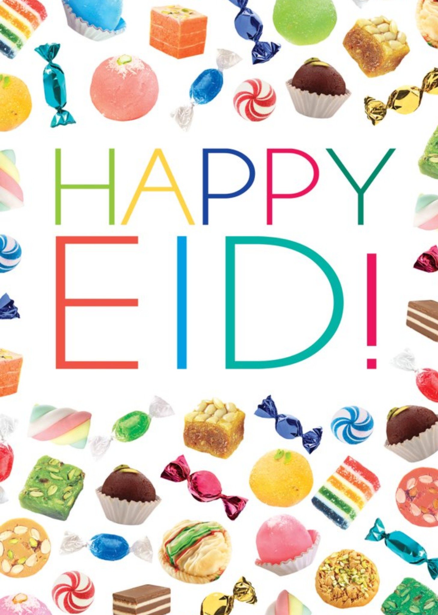 Moonpig Happy Eid Colourful Sweets Card Ecard