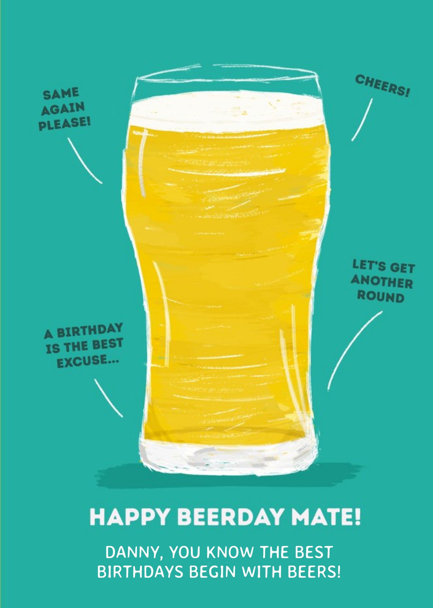 Moonpig Happy Beerday Mate Beer Birthday Card, Large