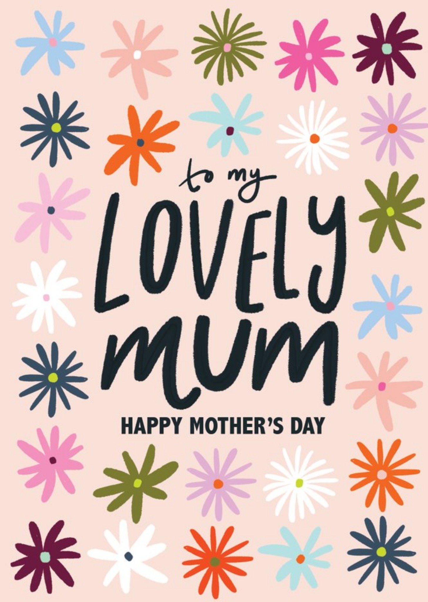 Featuring Handwritten Typography Surrounded By Colourful Flowers Mother's Day Card Ecard