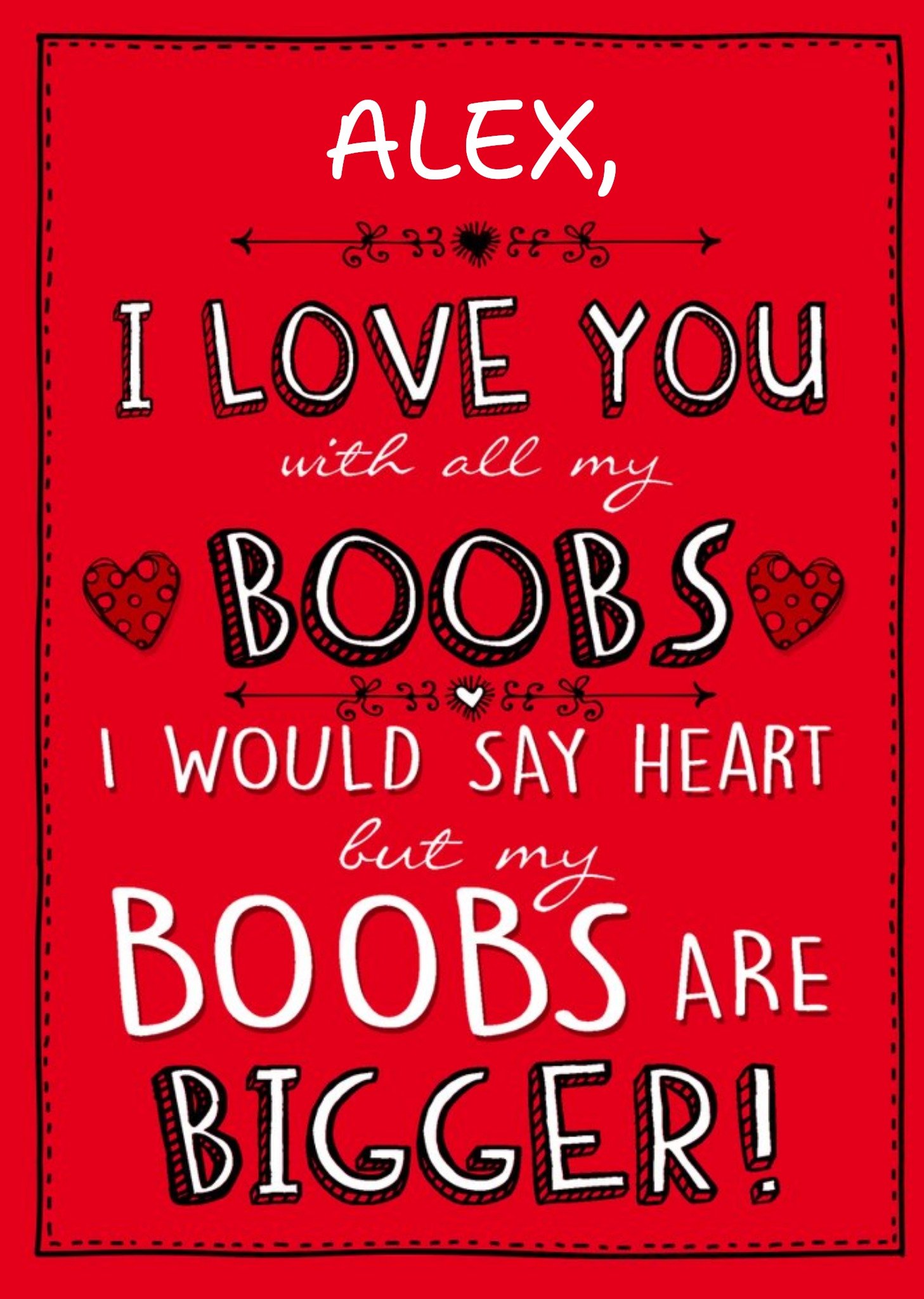 Moonpig Personalised Text Humourous I Love You Card, Large