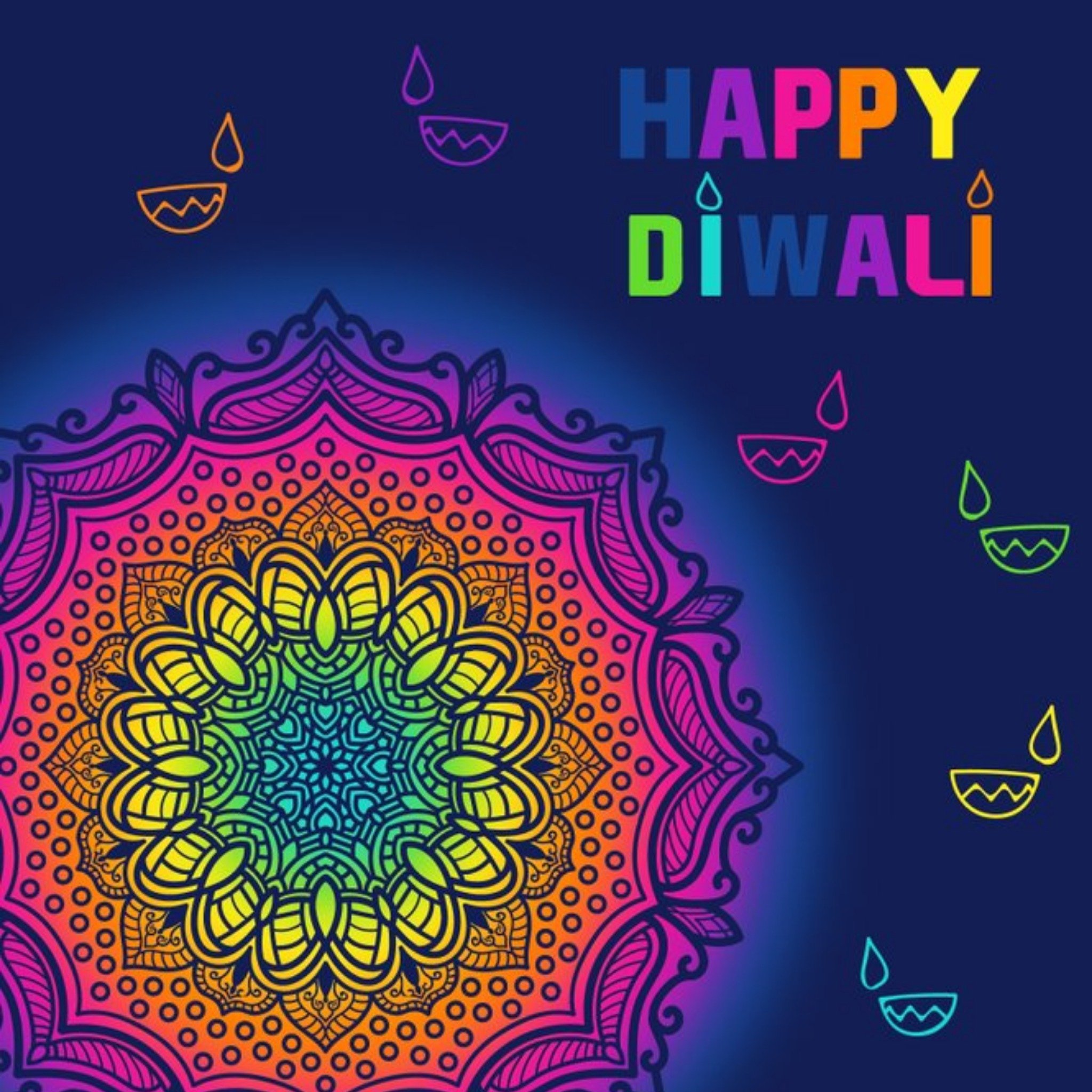 Moonpig Roshah Designs Colourful Illustrated Mandala Diwali Card, Large