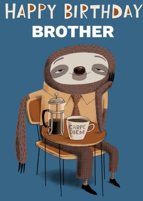 Smiling Sloth Brother Birthday Card