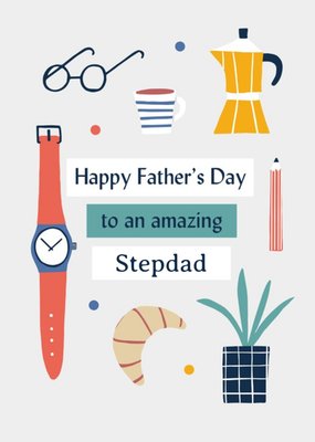 Happy Father's Day To An Amazing Stepdad Illustrations Card